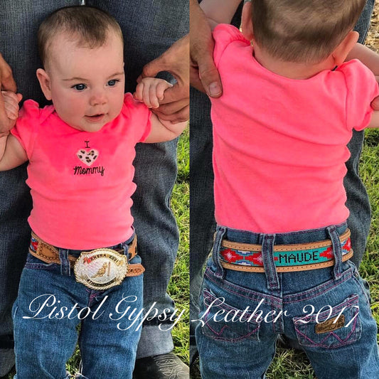 1 1/4” wide beaded baby/toddler belt